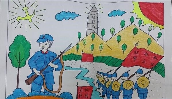 妙笔描盛世   志愿者服务队通过学习百年党史发展历程,分小组进行绘画